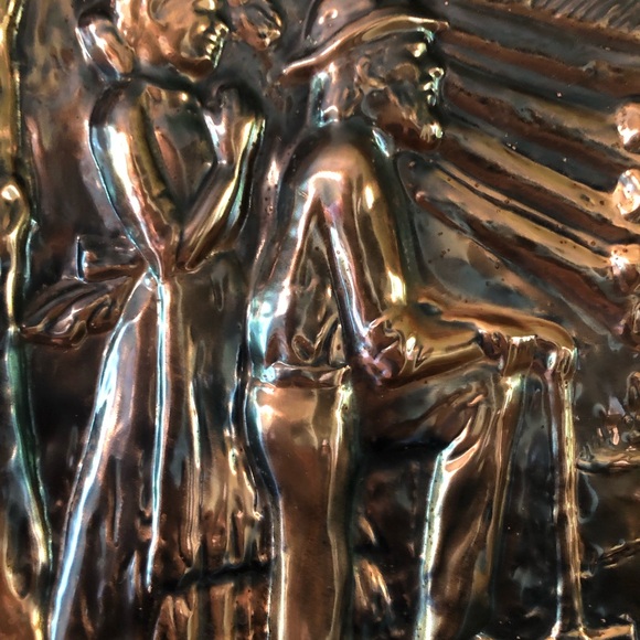 Vintage Large 19 1/4 inches copper craft Guild hanging wall plate - Picture 2 of 4